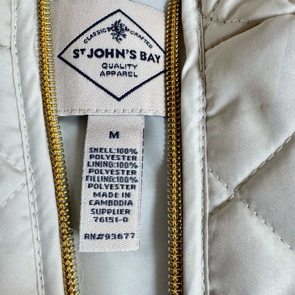 St. John's Bay Off-White Quilted Vest with Gold Zipper - Picture 7 of 7